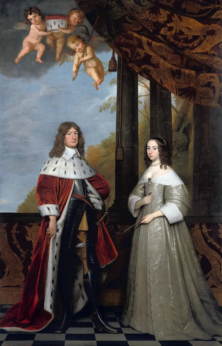 Frédéric-Guillaume (1620-1688), elektor brandenburski, oraz jego żona Louise-Henriette (1627-1667), hrabina Orange-Nassau - Gerrit van Honthorst