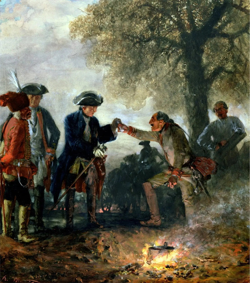  Fryderyk Wielki z Zietenem w obozie - Adolph von Menzel