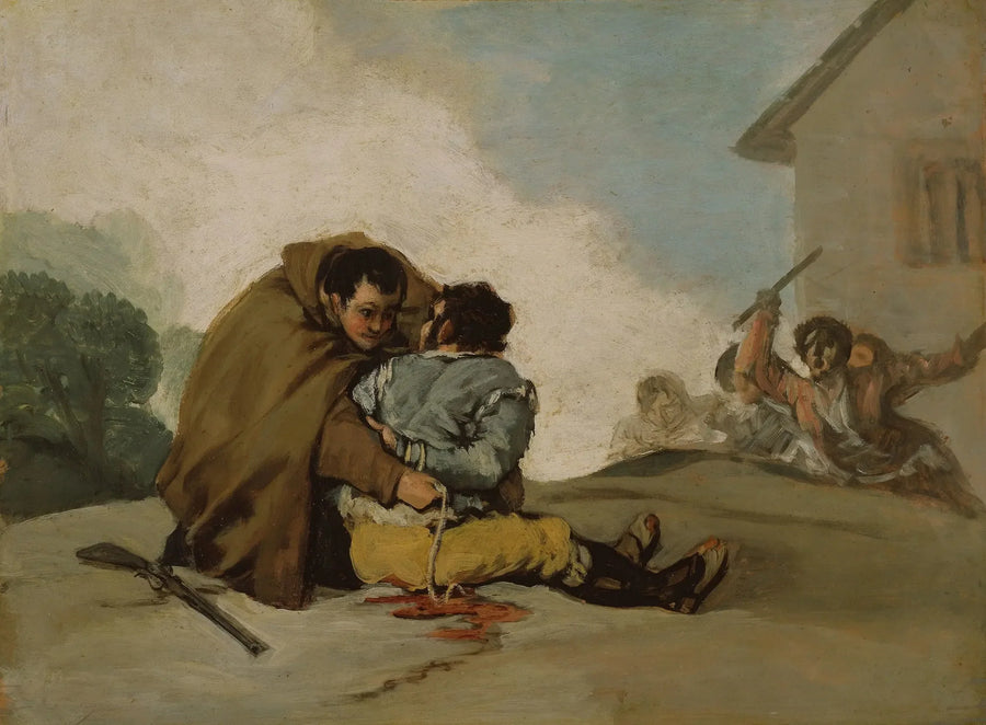 Brat Pedro wiąże El Maragato sznurkiem - Francisco de Goya