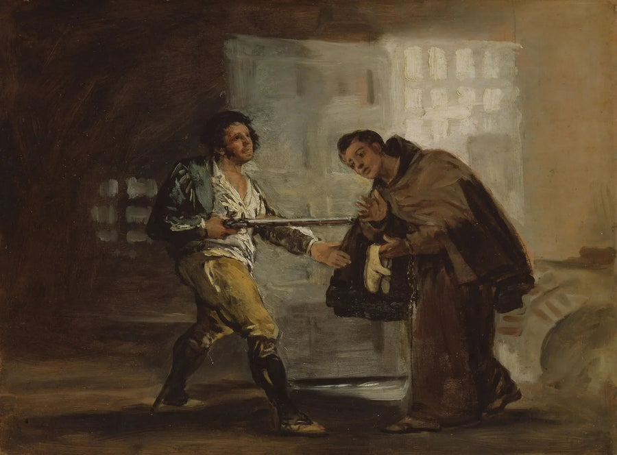 Brat Pedro oferuje buty El Maragato i przygotowuje się do odłożenia swojej broni - Francisco de Goya