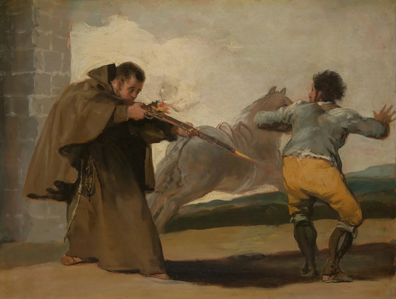 Brat Pedro strzela do El Maragato, podczas gdy jego koń ucieka - Francisco de Goya