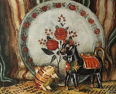 Tirelire et cheval noir — Frida Kahlo, 1928