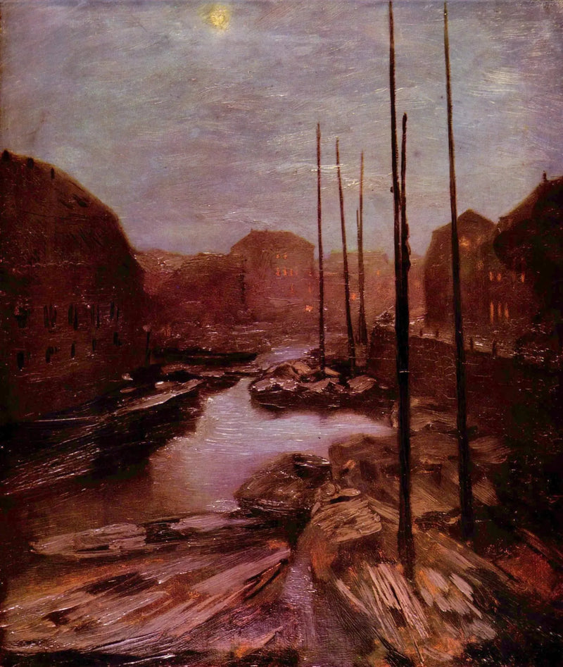 Friedrichsgracht w blasku księżyca - Adolph von Menzel
