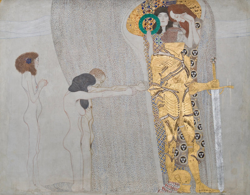 Fryz Beethoven (plansza 3, lewa ściana): Pragnienie szczęścia - Gustav Klimt