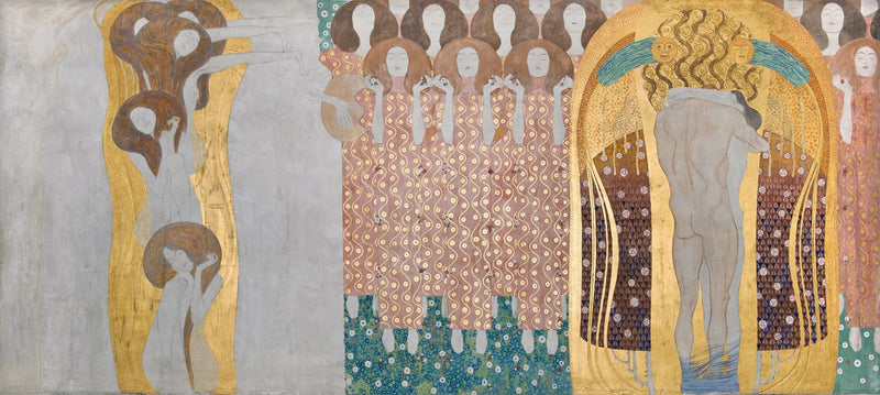 Fryz Beethovena (plansza 8, ściana prawa): Pragnienie szczęścia jest uspokojone przez poezję - Gustav Klimt