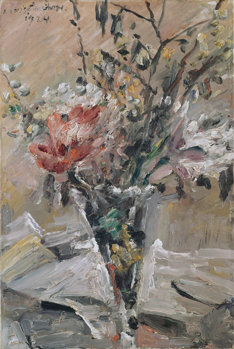 Frühlingsblumen in einem Kelchglas - Lovis Corinth