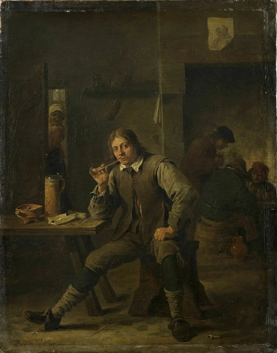 Palacz oparty o stół - David Teniers Młodszy