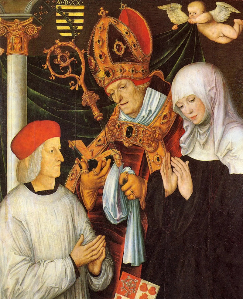 Gabriel d'Eyb, biskup Eichstätt, z świętymi Wilibaldem i Walburgą - Lucas Cranach Starszy