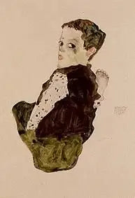 Chłopiec siedzący (Sitzender Knabe) - Egon Schiele
