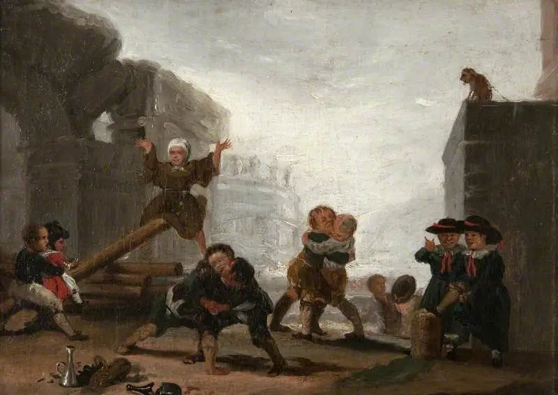 Chłopcy bawiący się na huśtawce - Francisco de Goya
