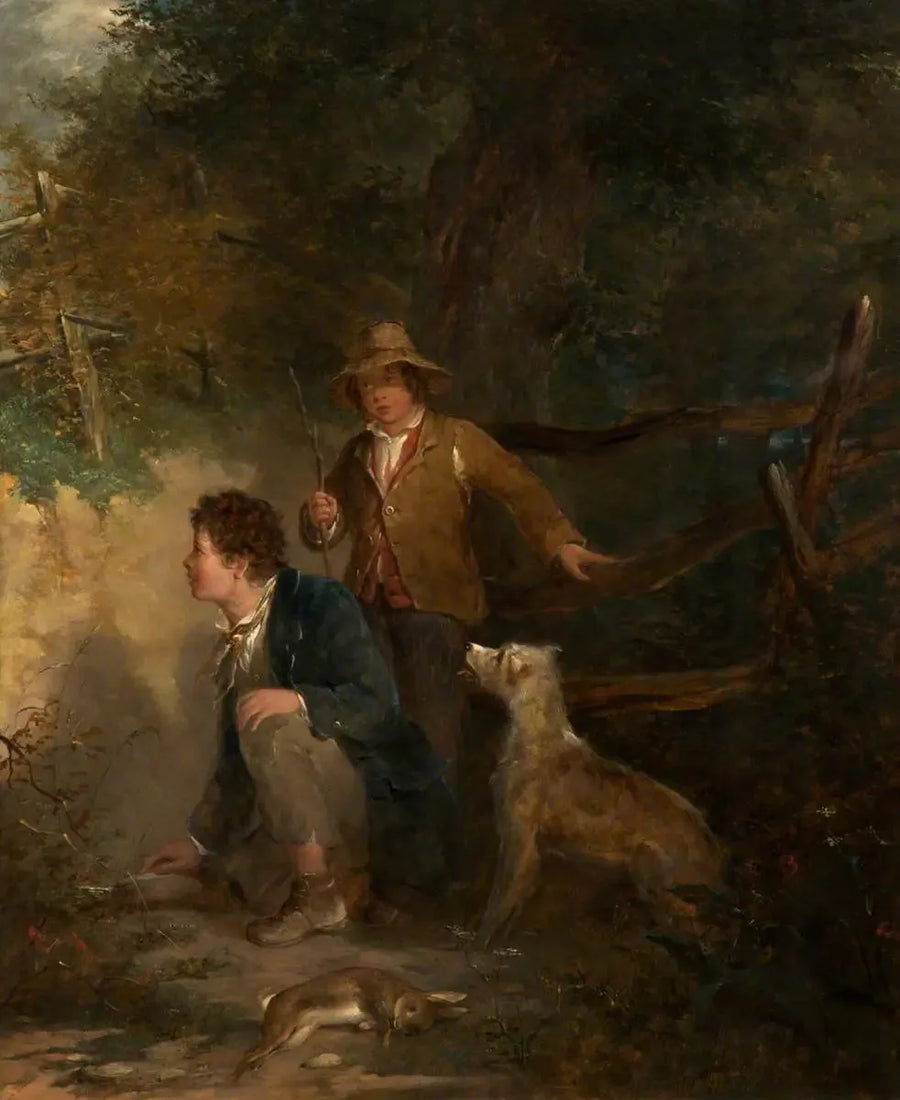 Chłopcy bawiący się zającami - John Everett Millais