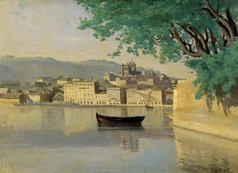Genewa, widok na część miasta - Jean-Baptiste Camille Corot