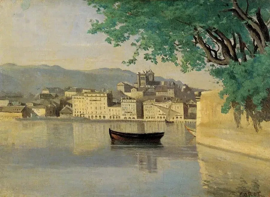Genewa, widok na część miasta - Jean-Baptiste Camille Corot