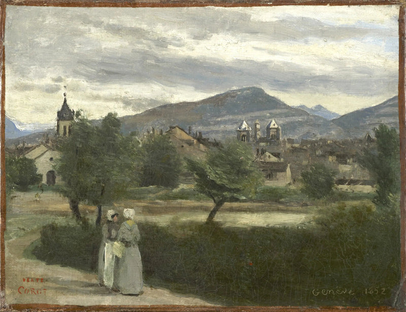 Genewa. Widok z pola, z Petit Salève na horyzoncie - Jean-Baptiste Camille Corot