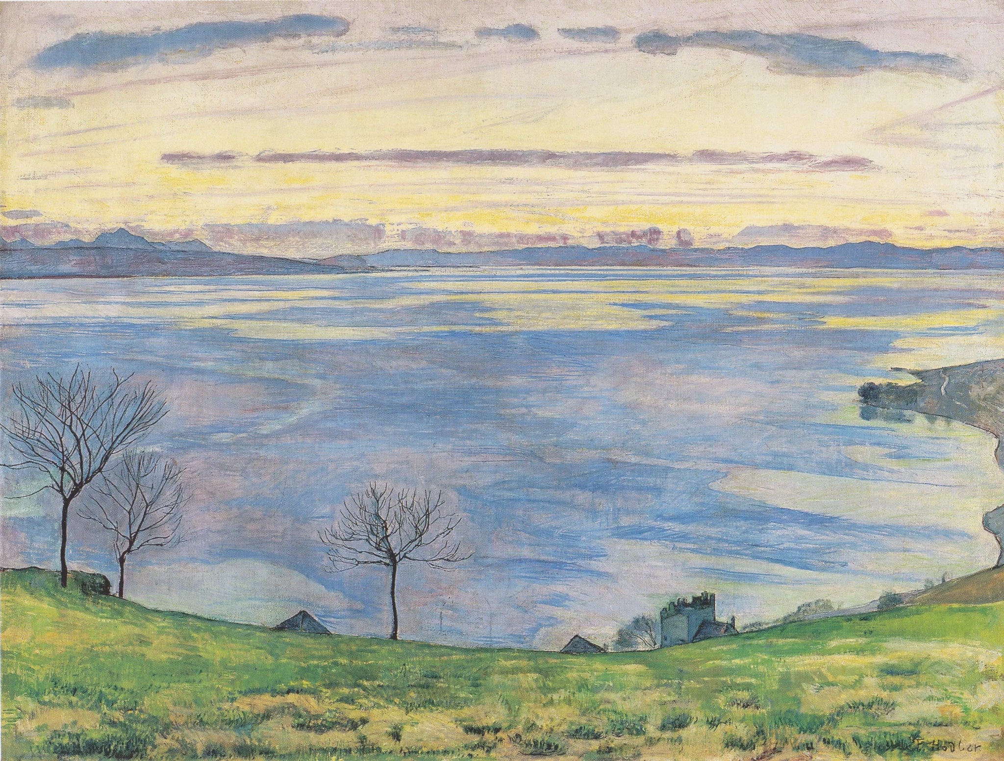 Genfersee am Abend von Chexbres aus - Ferdinand Hodler image 1 reproduction d’œuvre d’art à l’huile