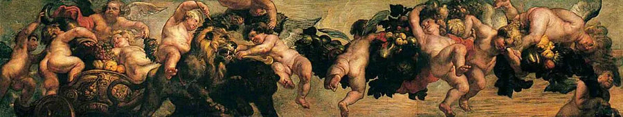 Geniusze noszący girlandę - Peter Paul Rubens