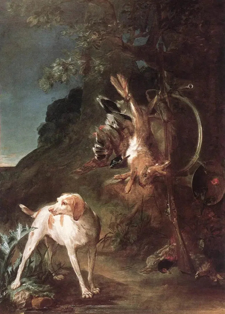 Martwa zwierzyna i pies myśliwski - Jean Simeón Chardin