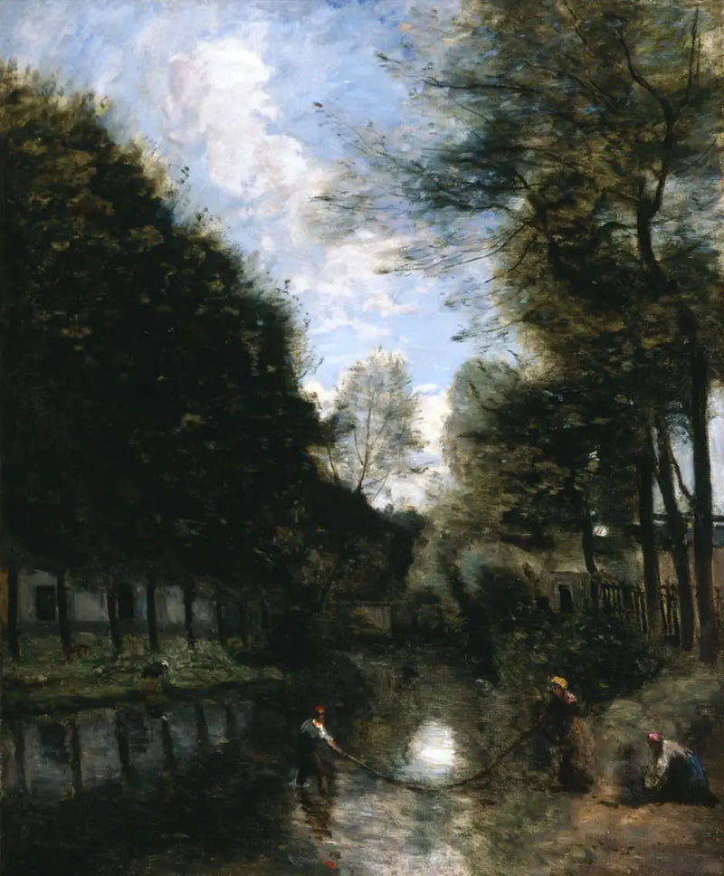 Gisors, rzeka otoczona drzewami - Jean-Baptiste Camille Corot