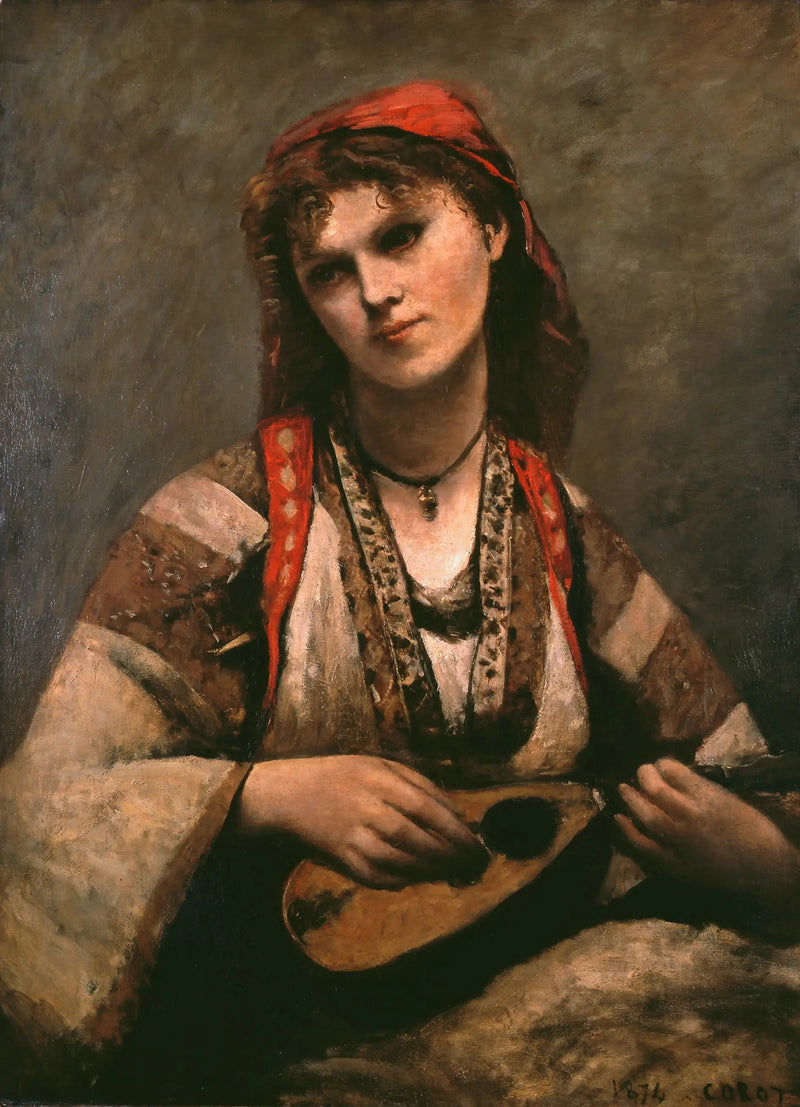 Gitana z mandoliną - Jean-Baptiste Camille Corot