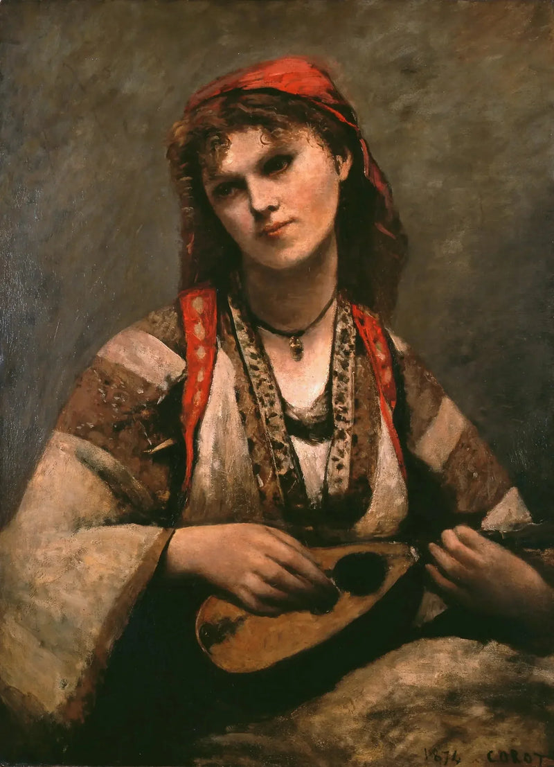 Gitana z mandoliną - Jean-Baptiste Camille Corot