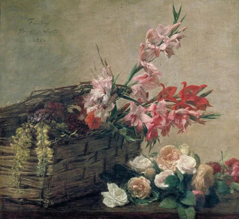 Gladiolusy i róże - Henri Fantin-Latour