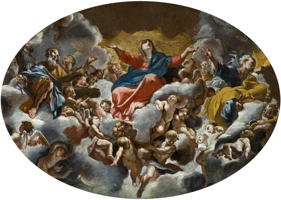 Uczczenie Najświętszej Maryi Panny (według fresku na kopule Sant'Andrea della Valle, Rzym) - Giovanni Lanfranco