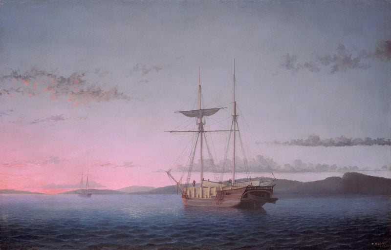 Leśne jachty wieczorem nad zatoką Penobscot - Fitz Henry Lane