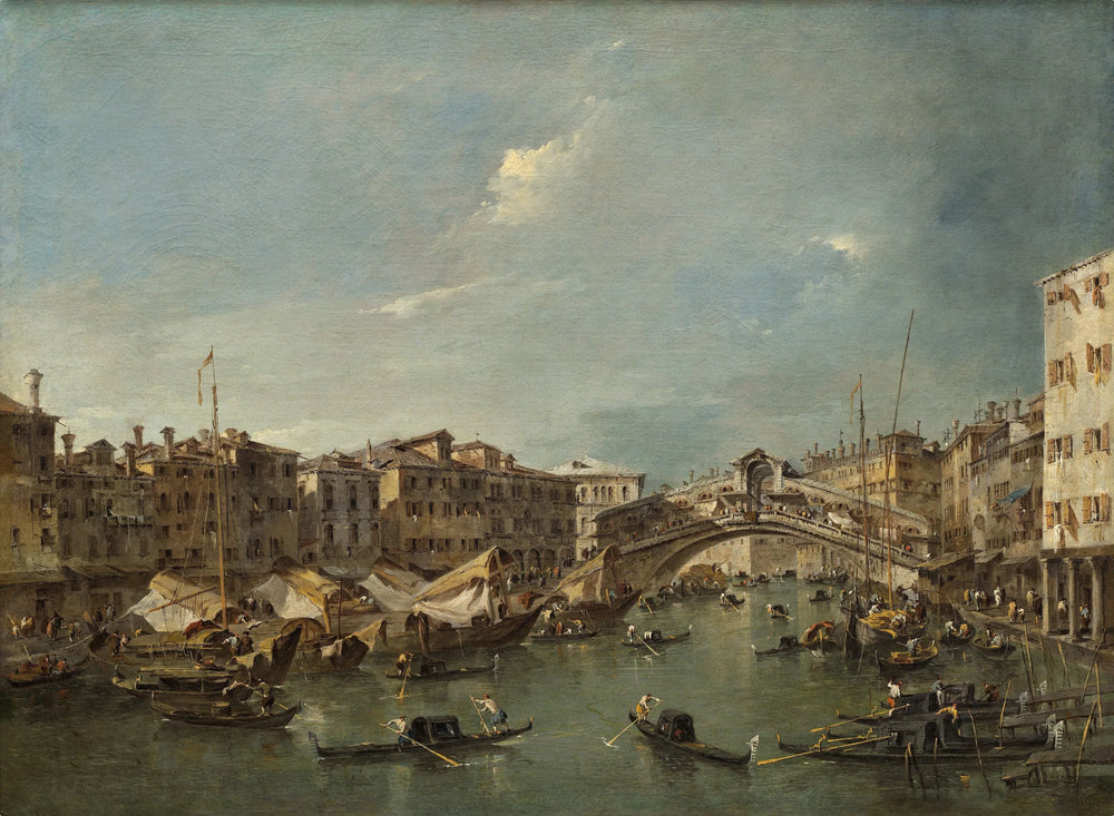 Grand Canal avec le pont du Rialto, Venise - Francesco Guardi image 1 reproduction de peinture à l’huile