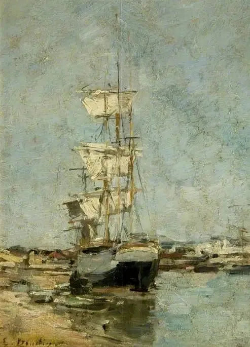 Wielki żaglowiec w porcie w Deauville - Eugène Boudin