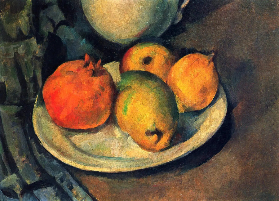 Granat i gruszki na talerzu - Paul Cézanne