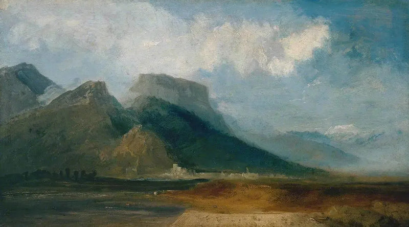 Grenoble widziane z rzeki Drac z Mont Blanc w tle - J. M. W. Turner