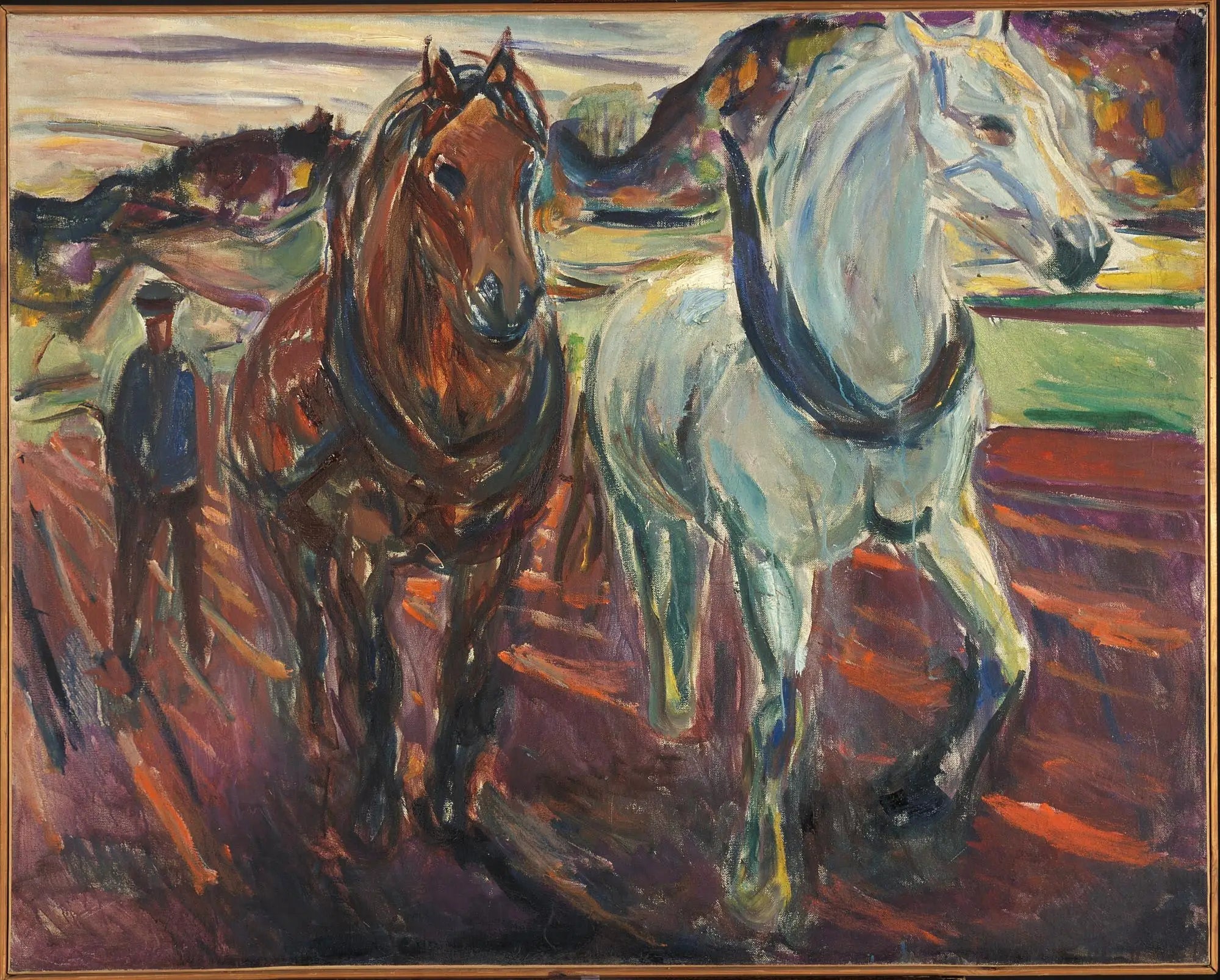 Groupe de chevaux de trait - Edvard Munch image 1 copie de tableau peinte à la main