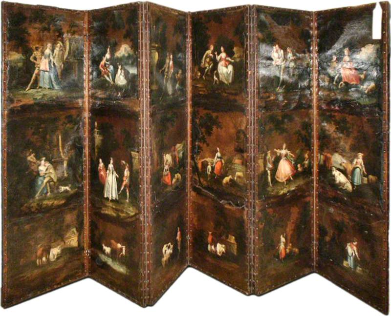 Grupa osiemnastu pejzaży z zwierzętami i postaciami (parawan) - Antoine Watteau