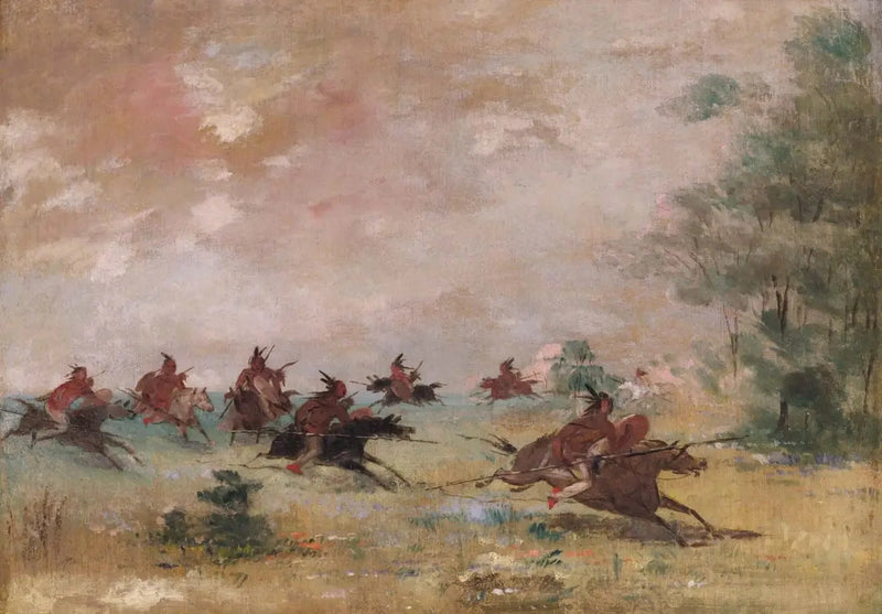 Grupa wojskowa Komanczów, na dzikich koniach - George Catlin