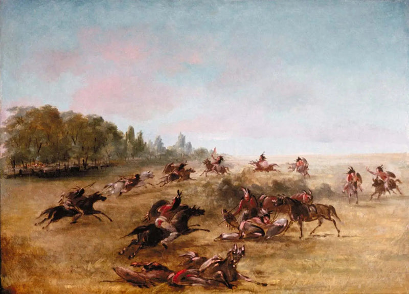 Grupa wojskowa przemierzająca zarośla - George Catlin