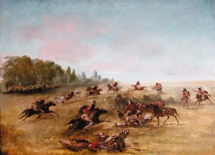 Grupa wojskowa przemierzająca zarośla - George Catlin
