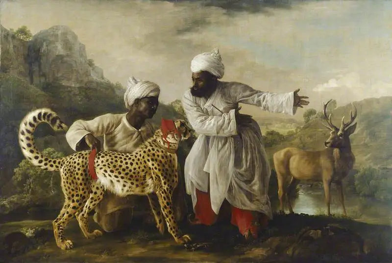  Gepard i jeleń z dwoma Indianami - George Stubbs