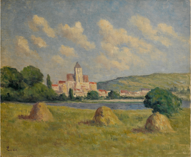 Guernes, kościół i pola - Maximilien Luce