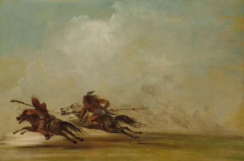 Wojownik Komanczów rzucający Osage'a, z pełną prędkością - George Catlin