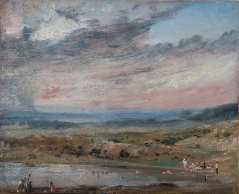 Hampstead Heath, z stawem i kąpiącymi się - John Constable
