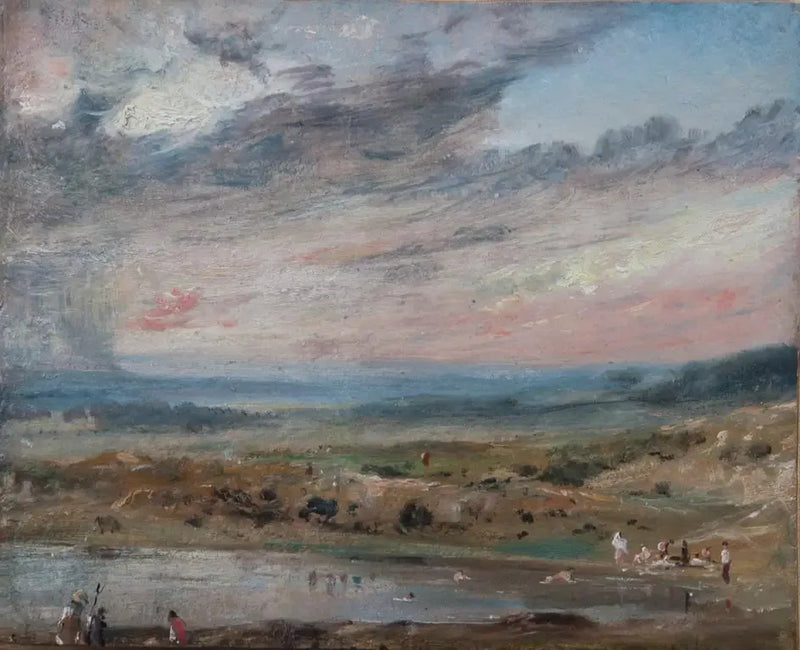Hampstead Heath, z stawem i kąpiącymi się - John Constable