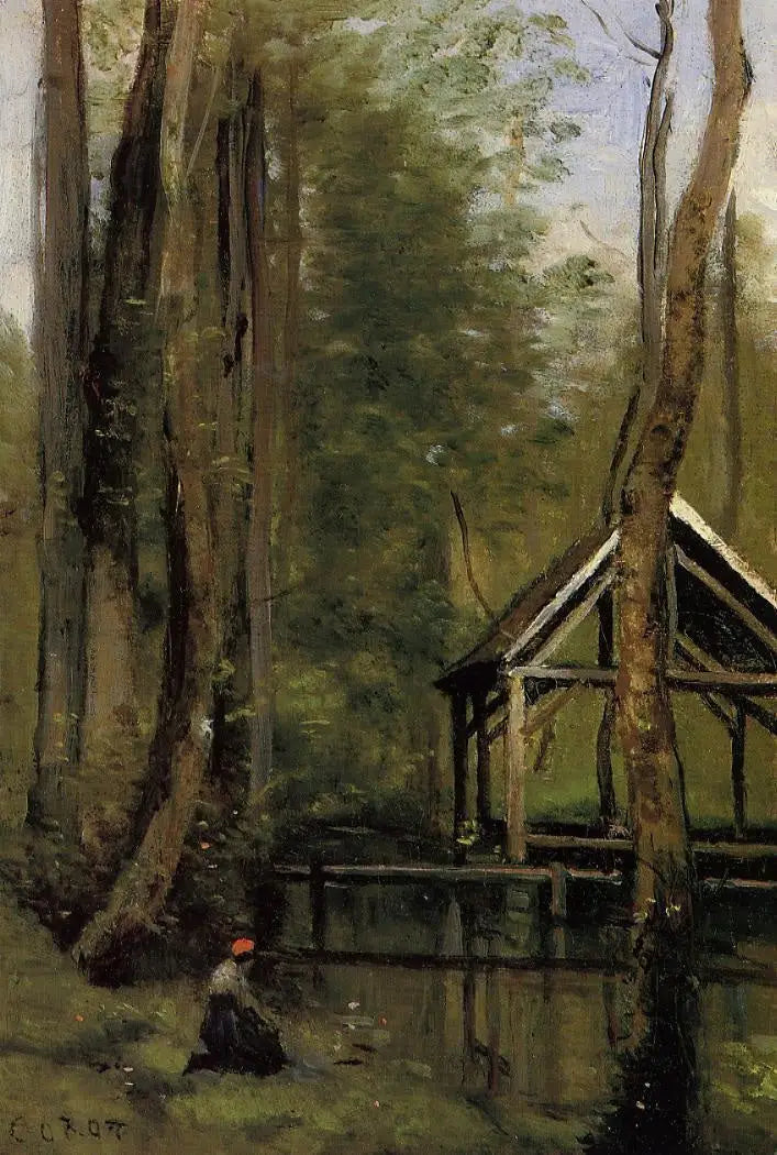 Hala rybacka w Mothois w pobliżu Gournay-en-Brais - Jean-Baptiste Camille Corot
