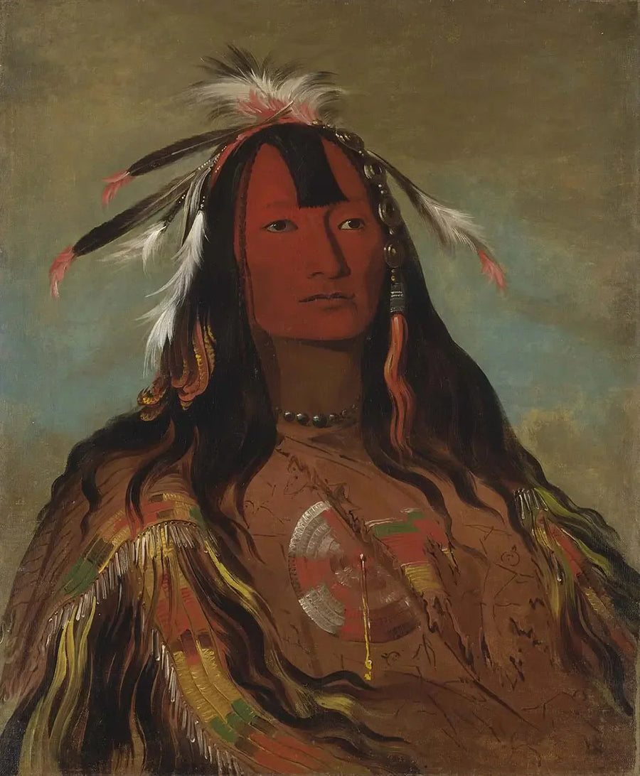 Hee-oh'ks-te-kin, legginsy z futra z królika - George Catlin