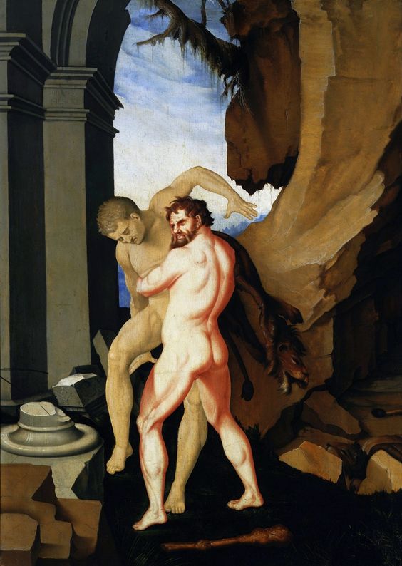 Herakles i Antajos - Hans Baldung Grien