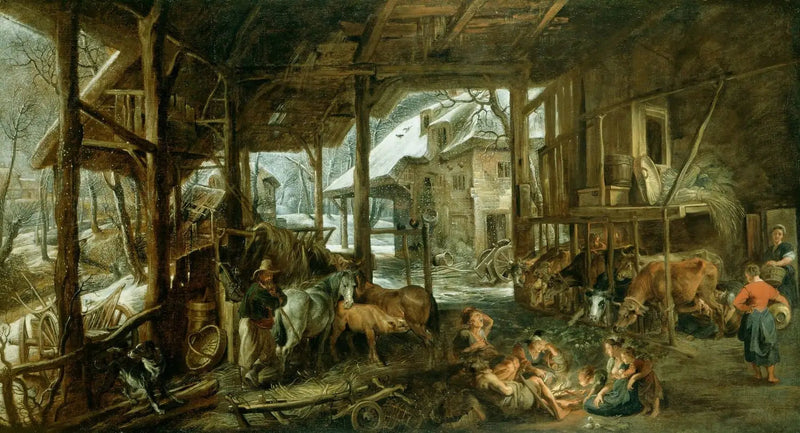 Zima: Wnętrze stodoły - Peter Paul Rubens
