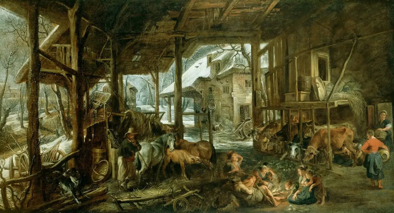 Zima: Wnętrze stodoły - Peter Paul Rubens
