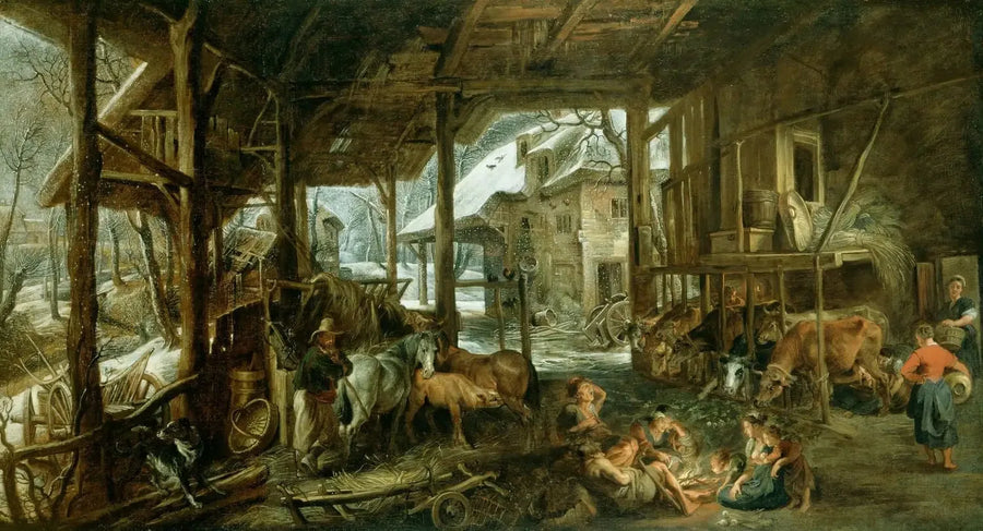 Zima: Wnętrze stodoły - Peter Paul Rubens