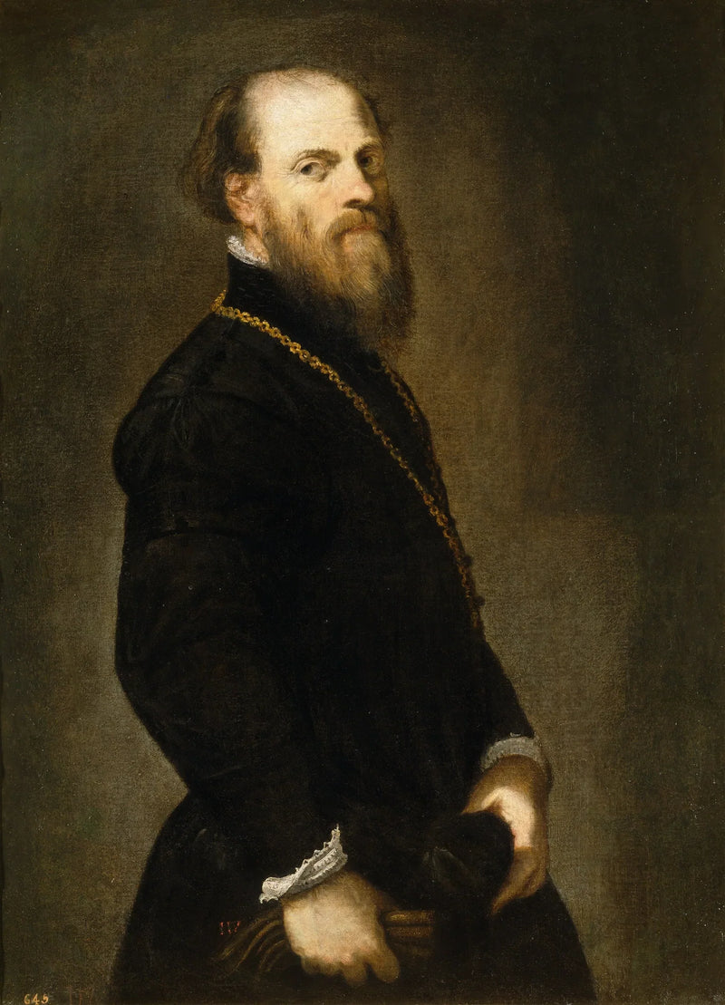 Mężczyzna przy złotej łańcuchu - Jacopo Tintoretto