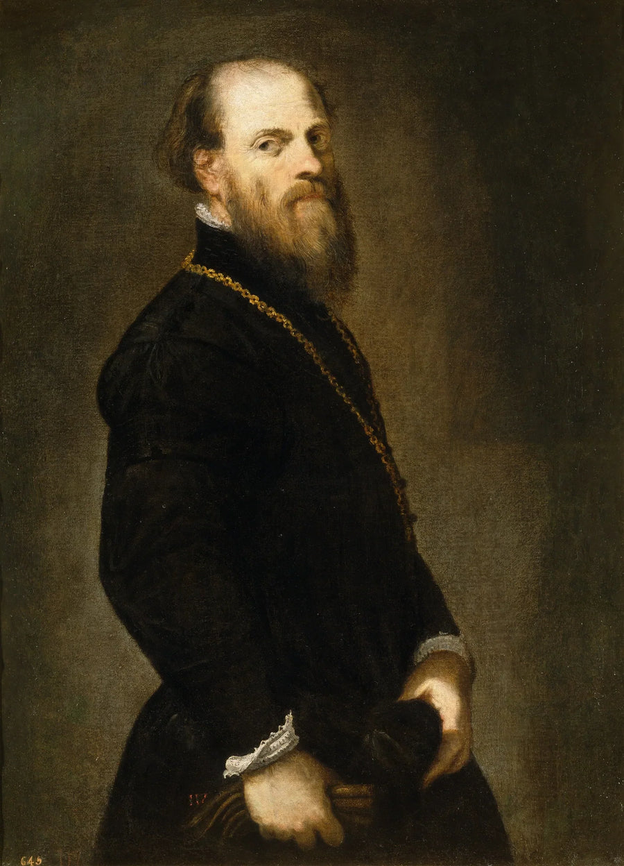Mężczyzna przy złotej łańcuchu - Jacopo Tintoretto