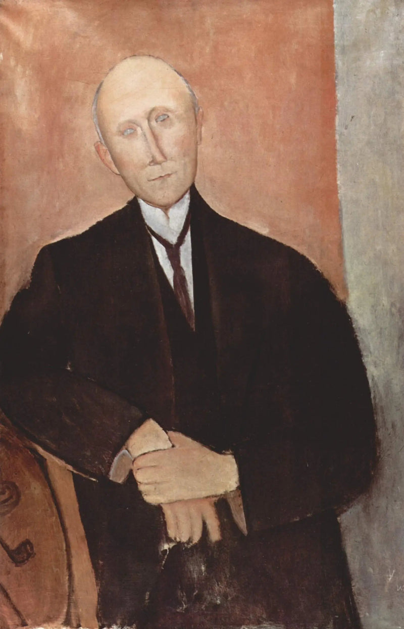 Mężczyzna siedzący na pomarańczowym tle - Amedeo Modigliani